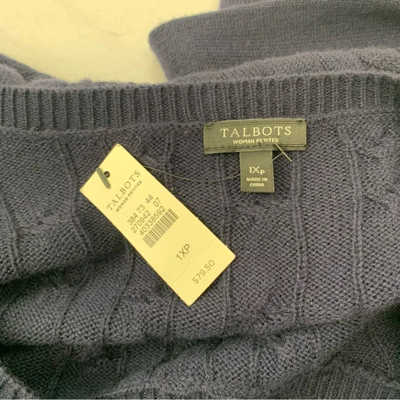 Talbots Sweater Woman 1XP Navy Blue Lambswool Nylon Long Sleeve Soft Office NEW - Picture 7 of 10